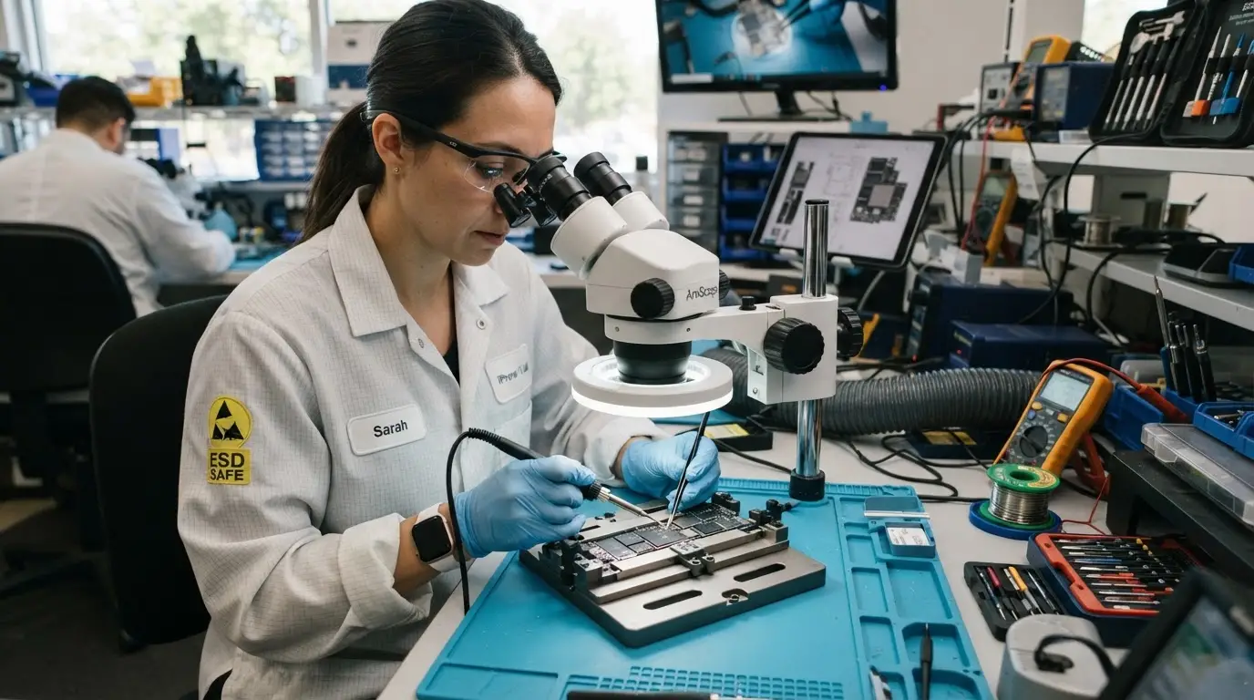 Logic board repair session
